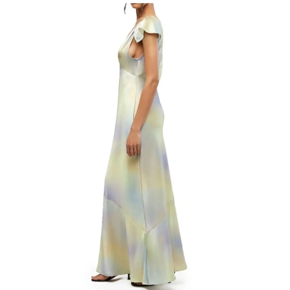 WeWoreWhat Pastel Maxi Dress, Silky Charmeuse Watercolor, Size 8, Two-Way, NWT. - Picture 3 of 9